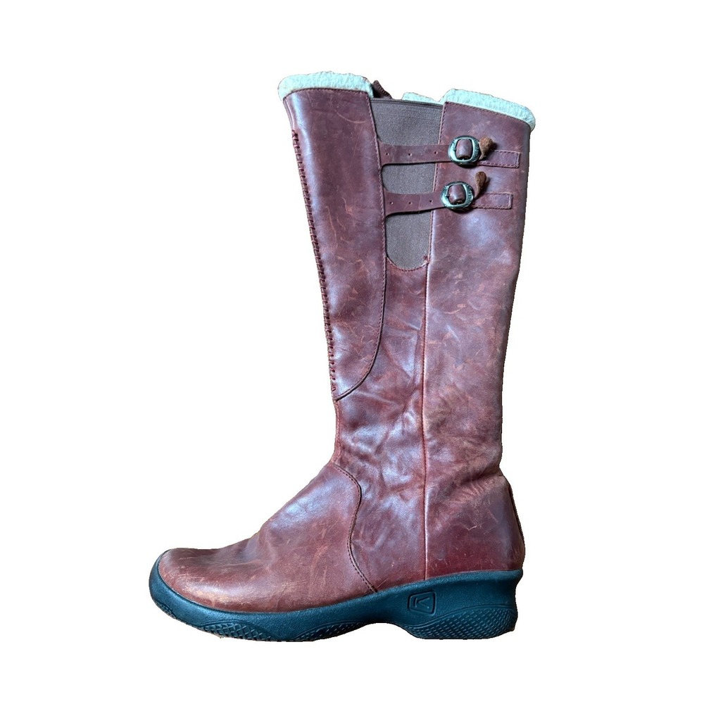 Keen Womens Bern Baby Bern Tall Brown Leather Riding Boots Size 8